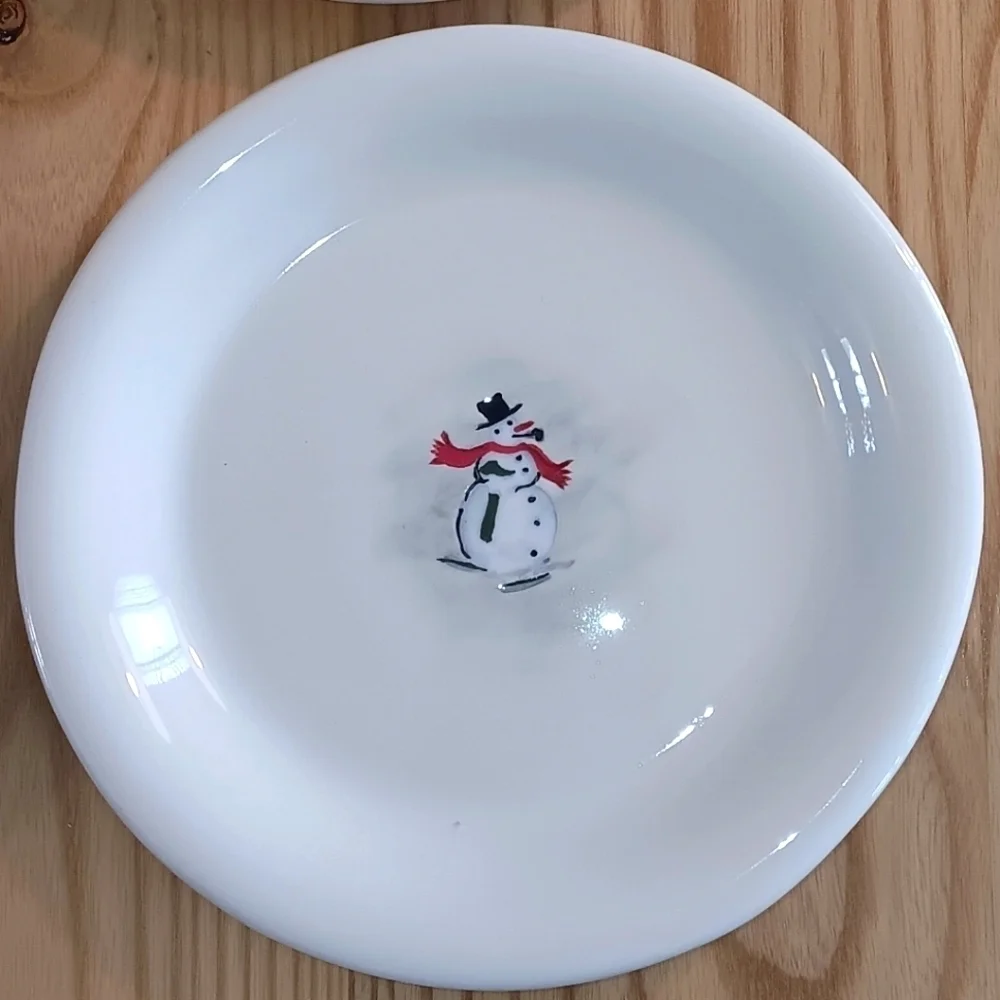 William Sonoma Snowman Dessert Plates Set Of Six